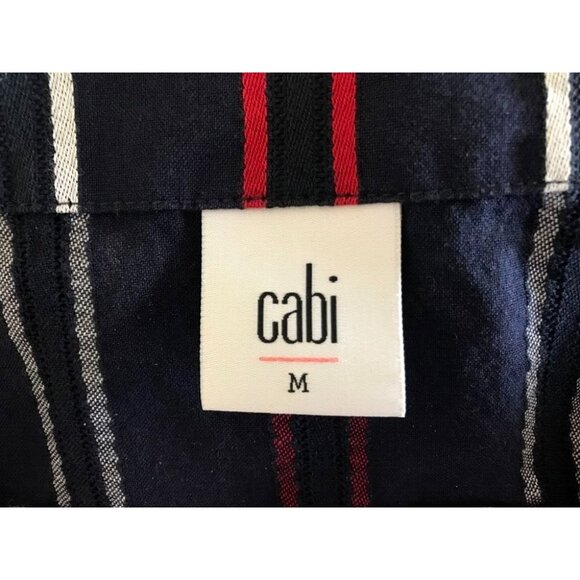 CABI Freedom Stripe Flag Blouse Size Medium Navy, Red, White Balloon Sleeves - Picture 8 of 9